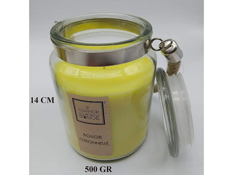 Bougie Parfumée en Verre "Corde" 500g Citronnelle