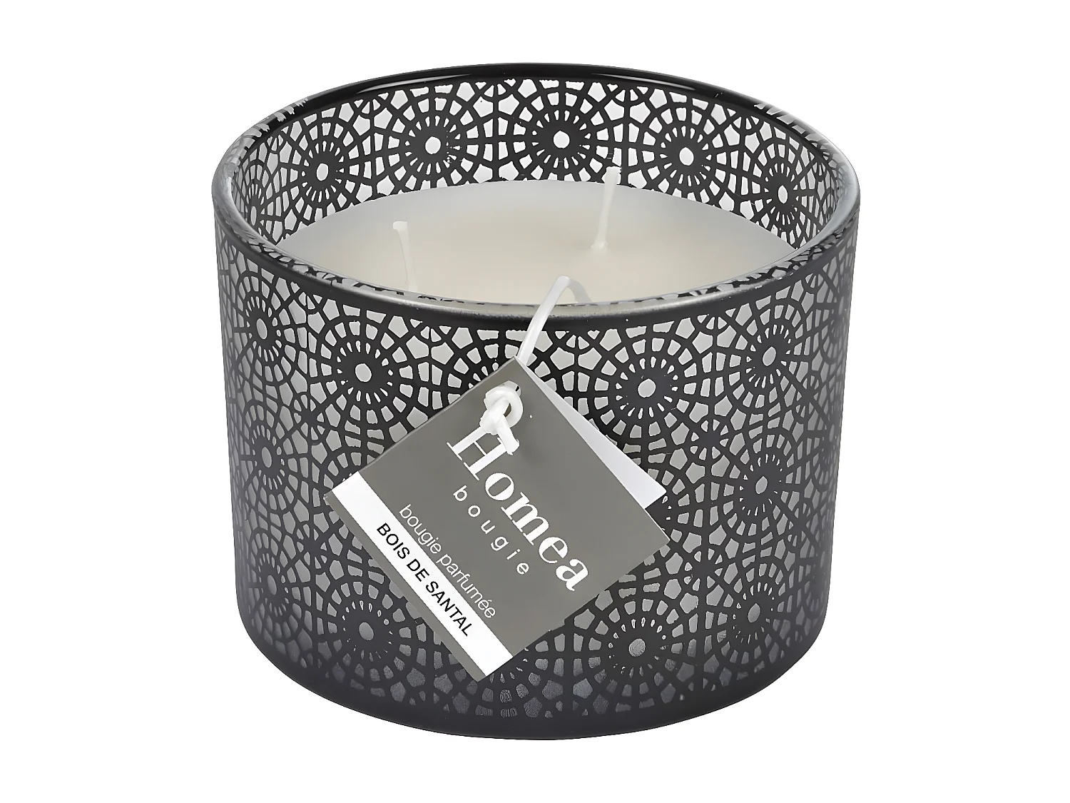 Bougie Parfumée 3 Mèches "Graphic Ethnic" 11cm Noir