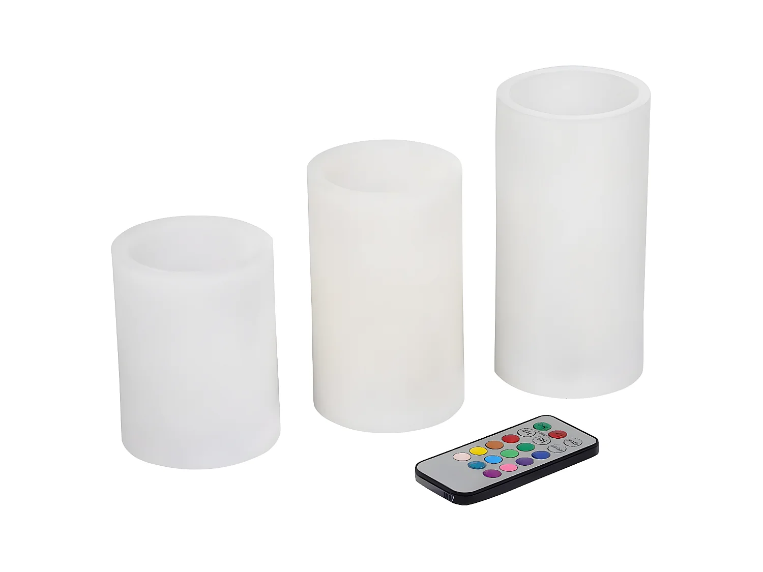 Lot de 3 Bougies Variation de Couleur "LED" 15cm Blanc
