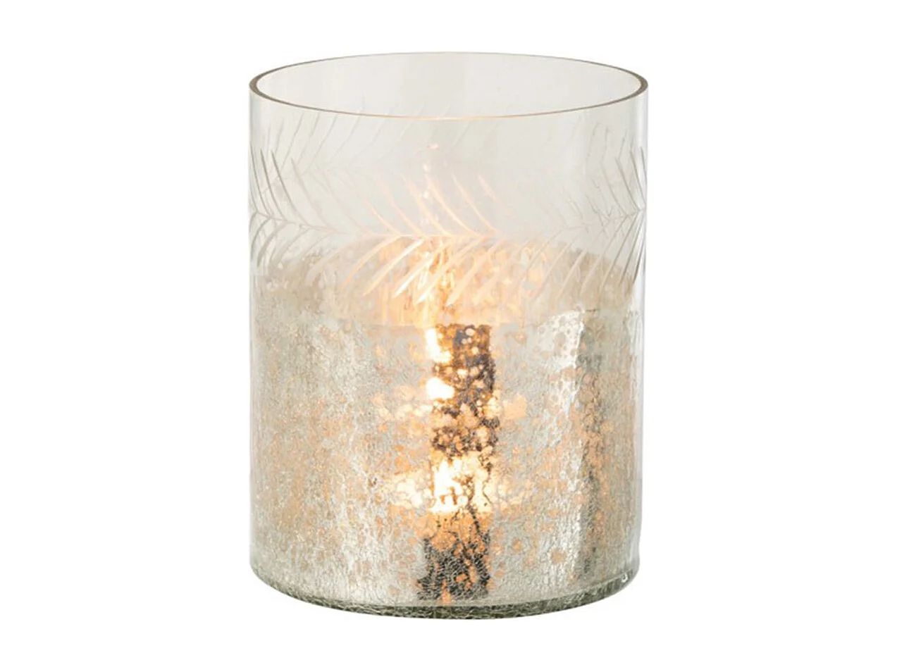 Portacandela in vetro argentato 16x16x20 cm