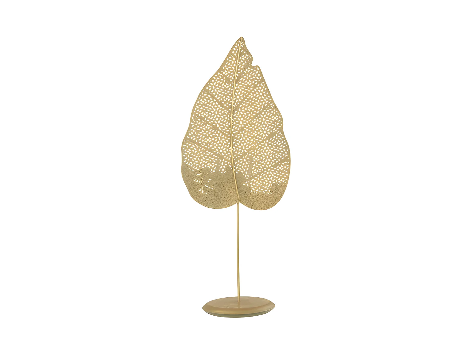 Photophore sur Pied "Feuille Métal" 50cm Or