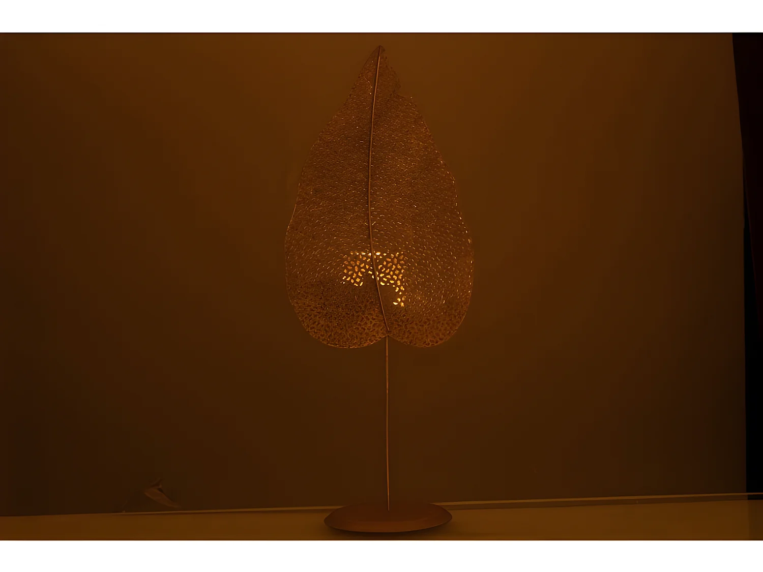 Photophore sur Pied "Feuille Métal" 50cm Or