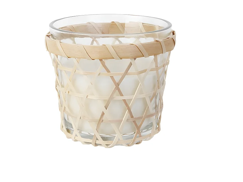 Bougie Parfumée "Panier en Bois" 12cm Fleur de Tiaré