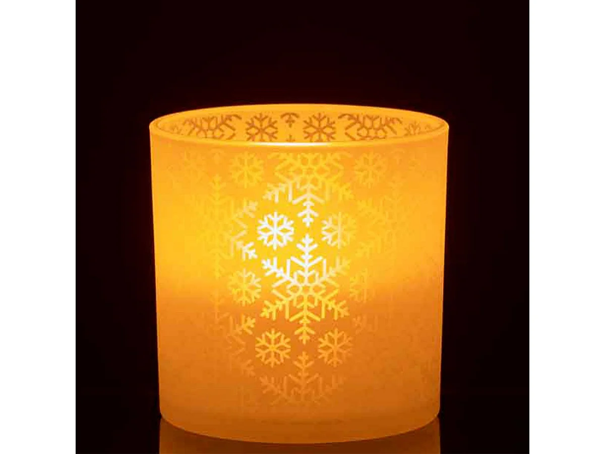 Photophore Design en Verre "Neige" 15cm Blanc