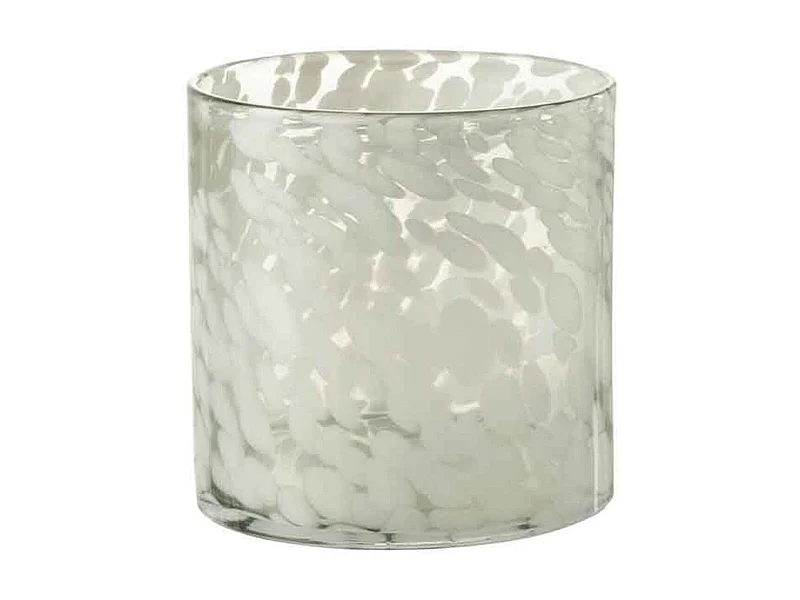 Photophore en Verre "Tâche" 18cm Gris & Blanc