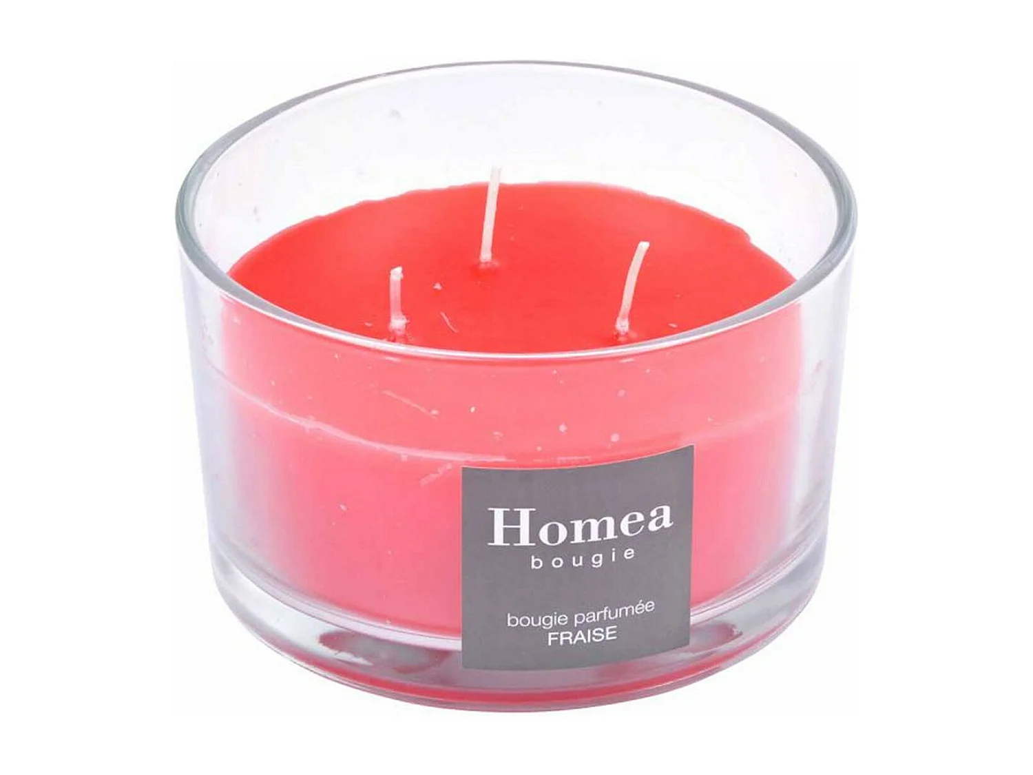 Bougie Parfumée 3 Mèches "Essentiel" 13cm Fraise