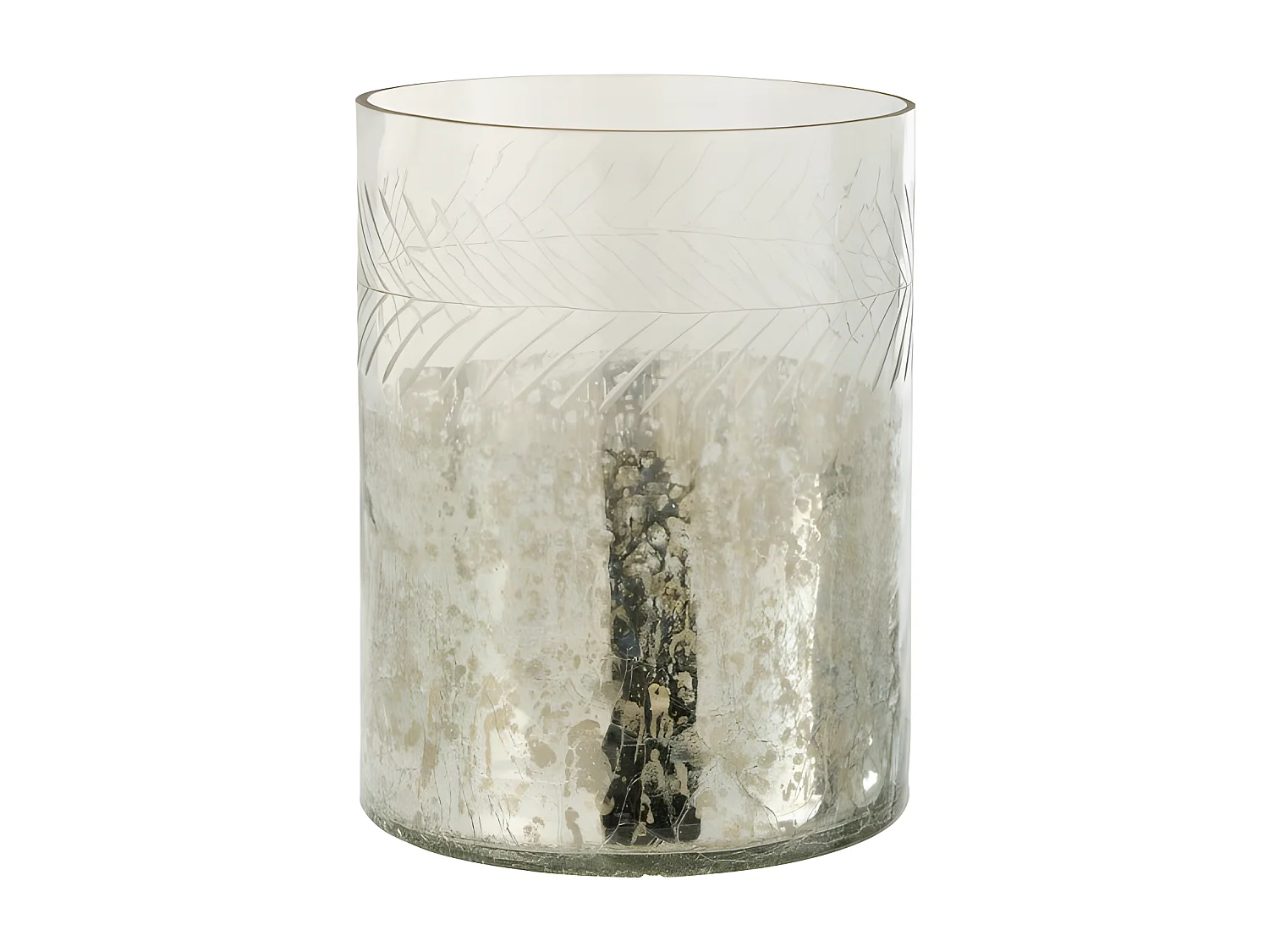 Photophore en Verre Déco "Craquelé" 27cm Argent