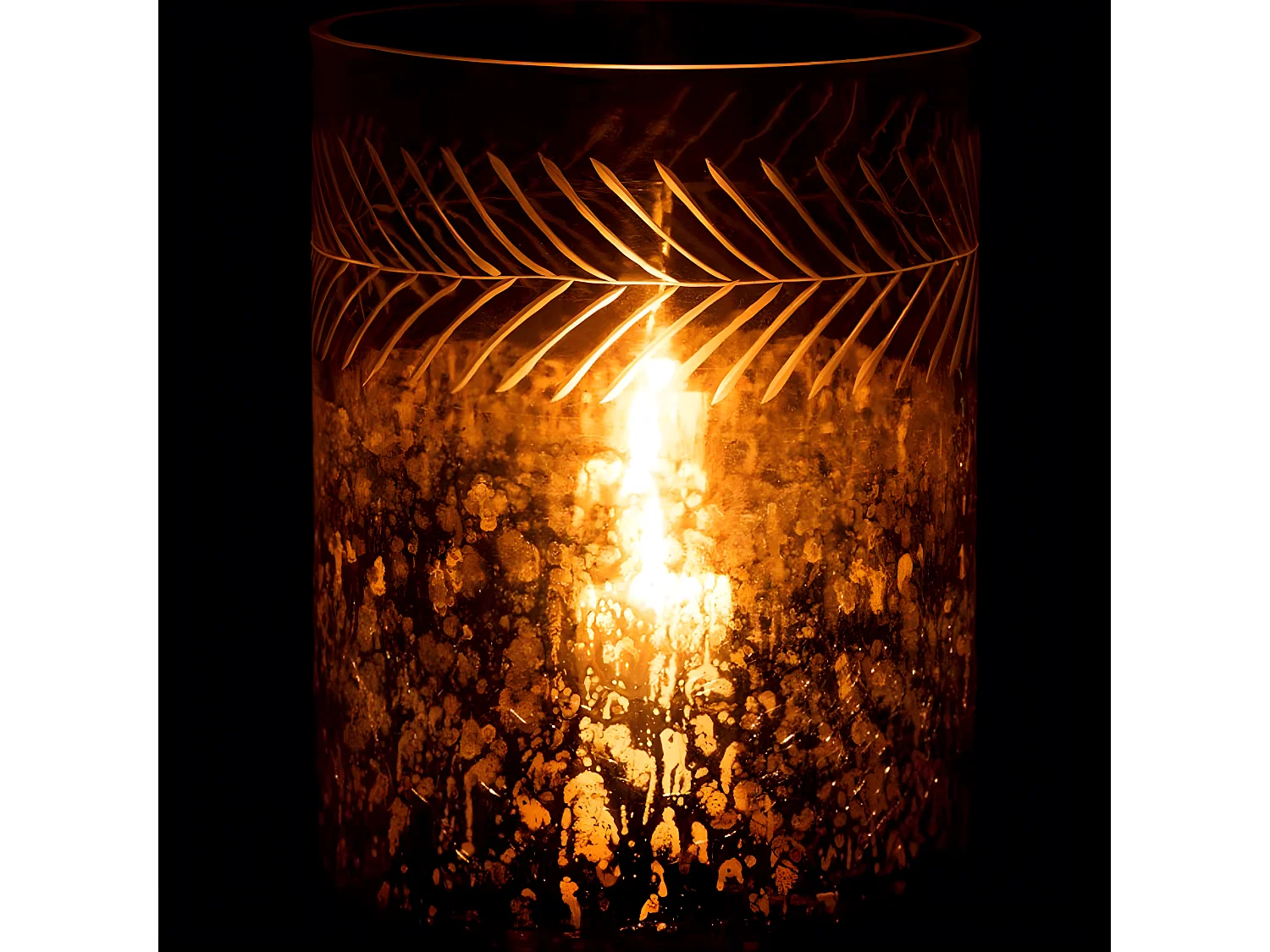 Photophore en Verre Déco "Craquelé" 27cm Argent