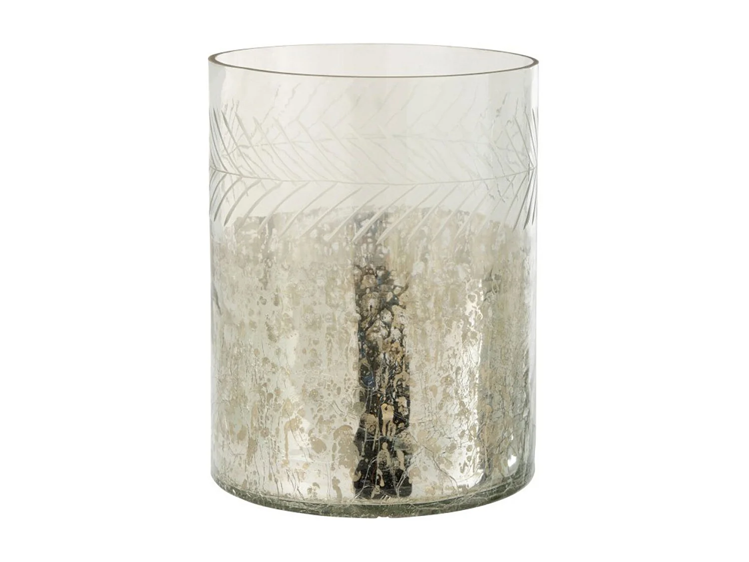 Portacandela in vetro argentato 21.5x21.5x27 cm