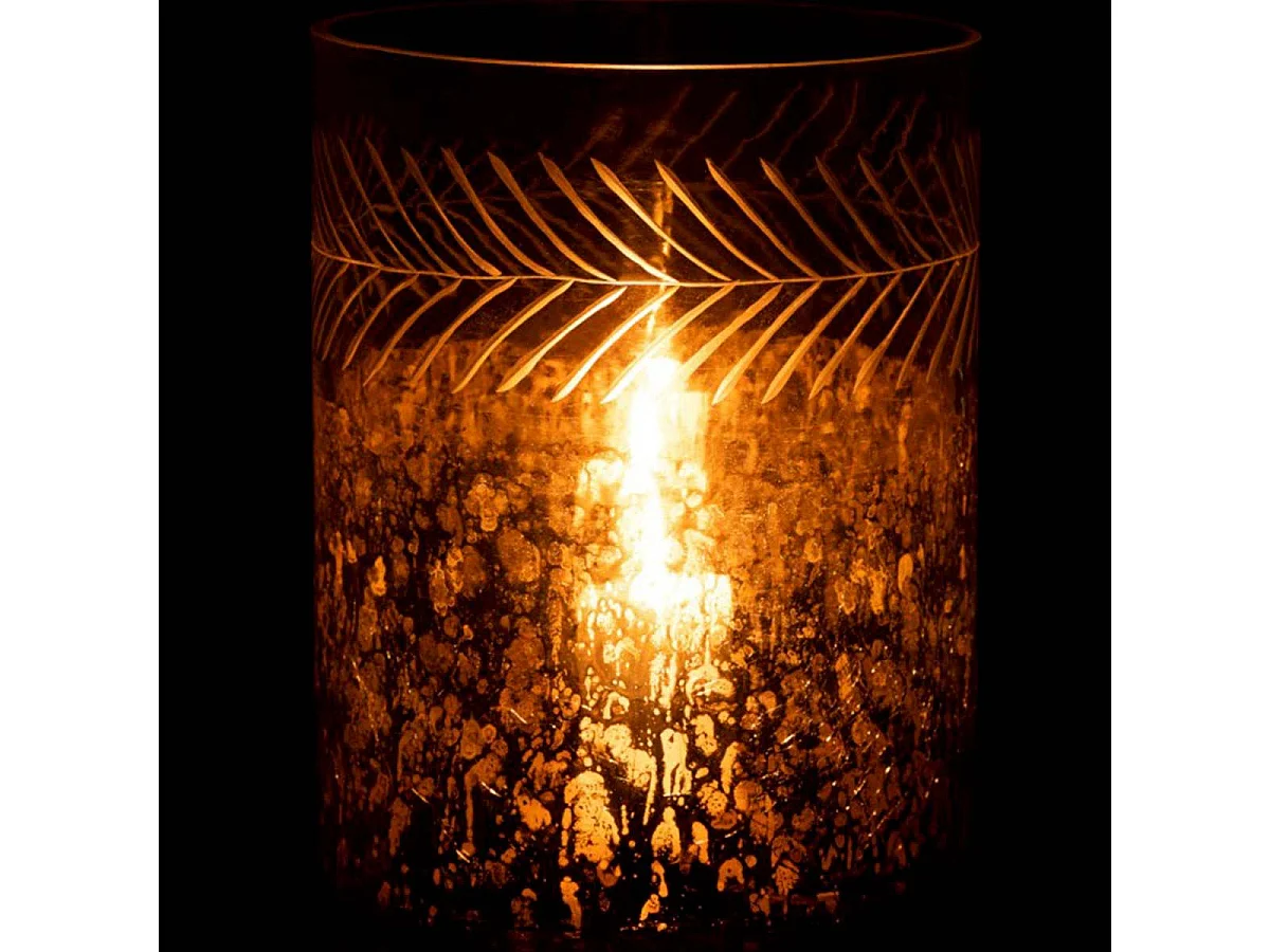 Portacandela in vetro argentato 21.5x21.5x27 cm