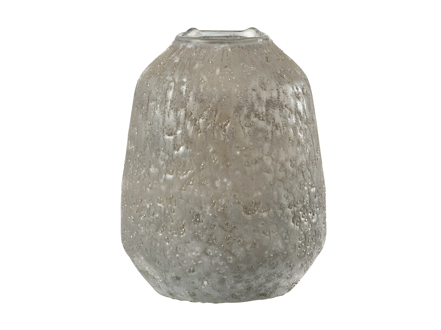 Portavelas irregular de vidrio gris 14x14x20cm