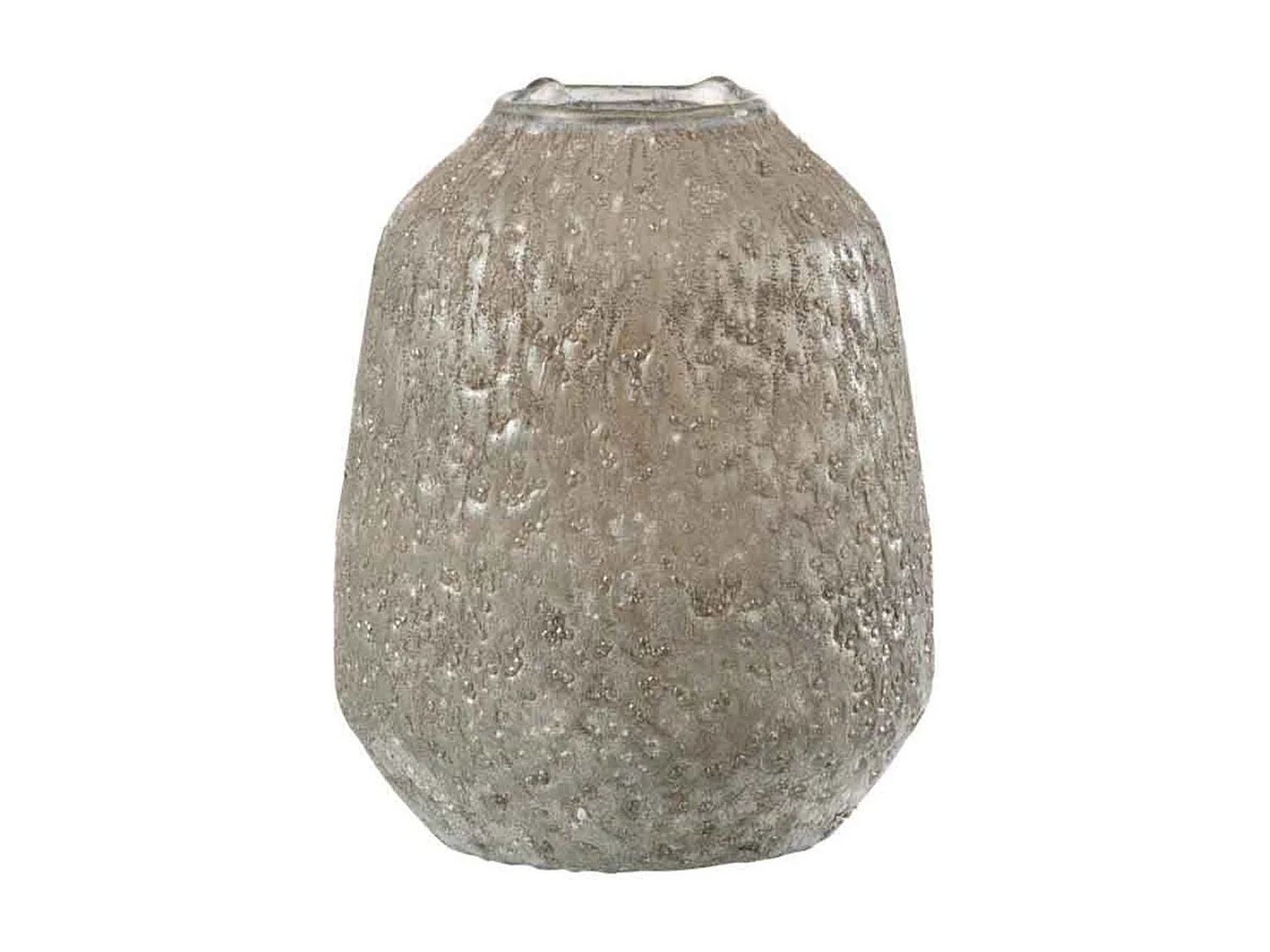 Portavelas irregular de vidrio gris 14x14x20cm