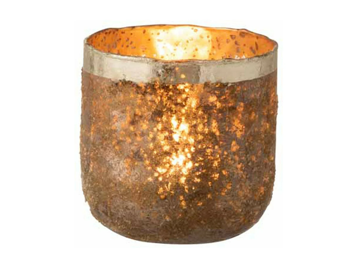 Photophore Déco en Verre "Frosty" 13cm Rose