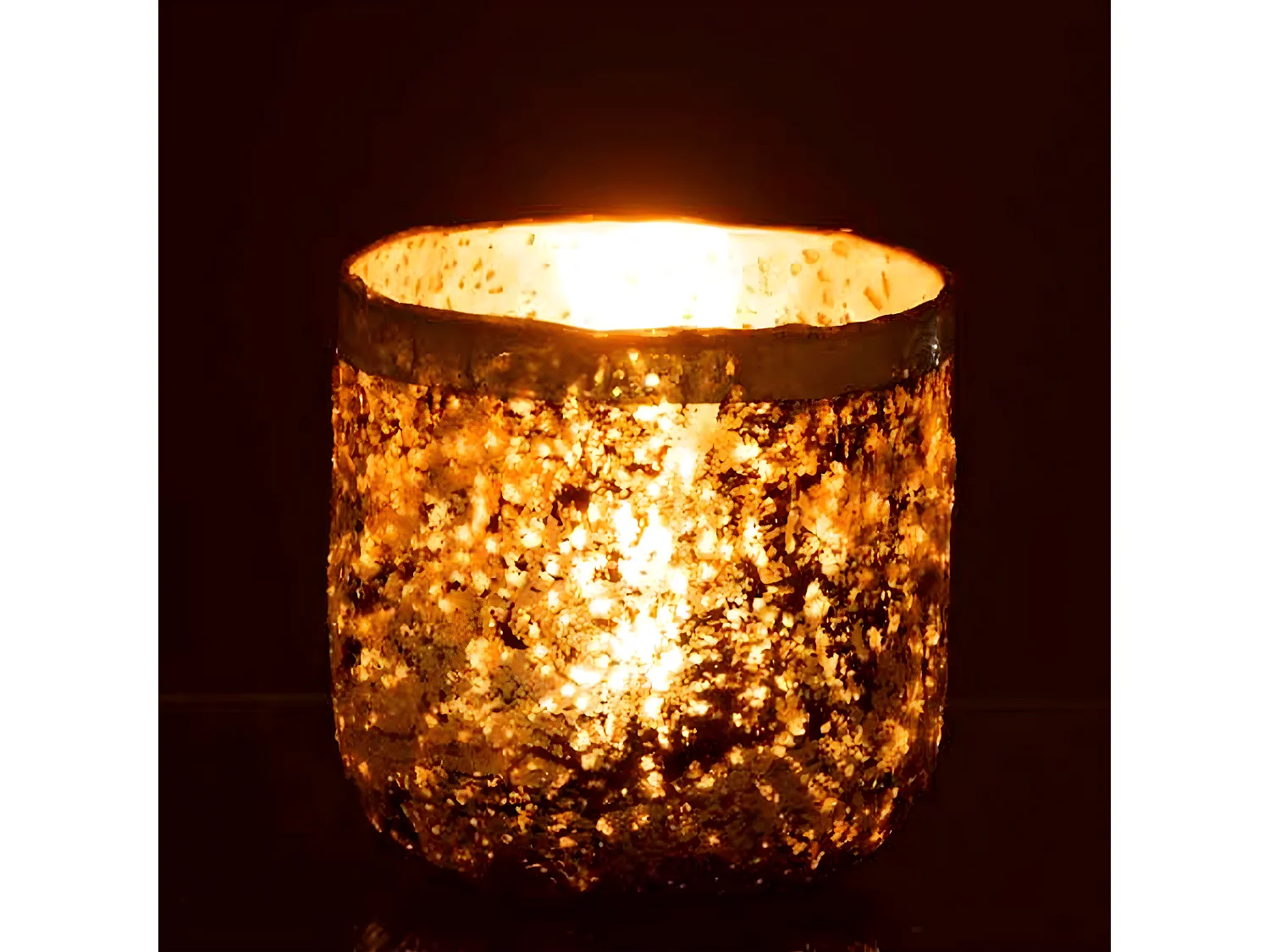 Photophore Déco en Verre "Frosty" 13cm Rose