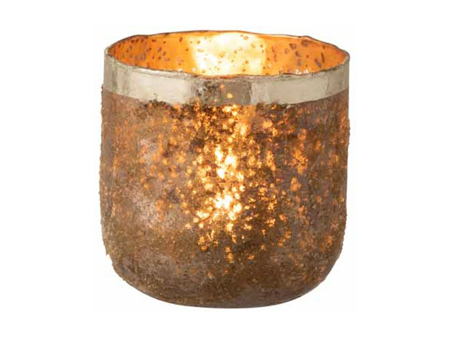 Photophore Déco en Verre "Frosty" 13cm Rose