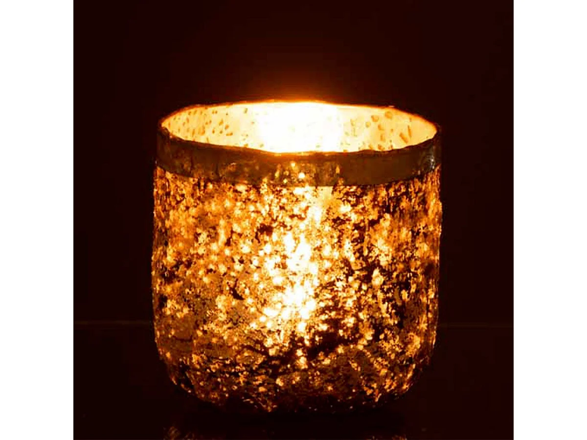 Photophore Déco en Verre "Frosty" 13cm Rose