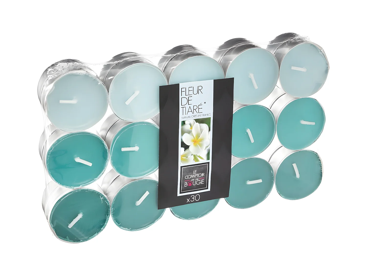 Lot de 30 Bougies Chauffe-Plat Parfumées 3,7cm Fleur de Tiaré