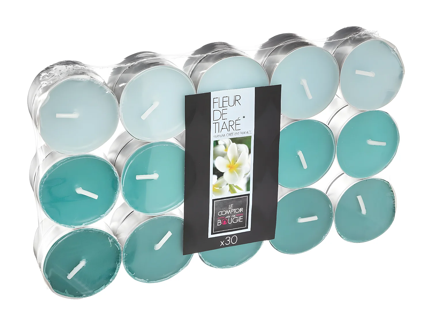 Lot de 30 Bougies Chauffe-Plat Parfumées 3,7cm Fleur de Tiaré