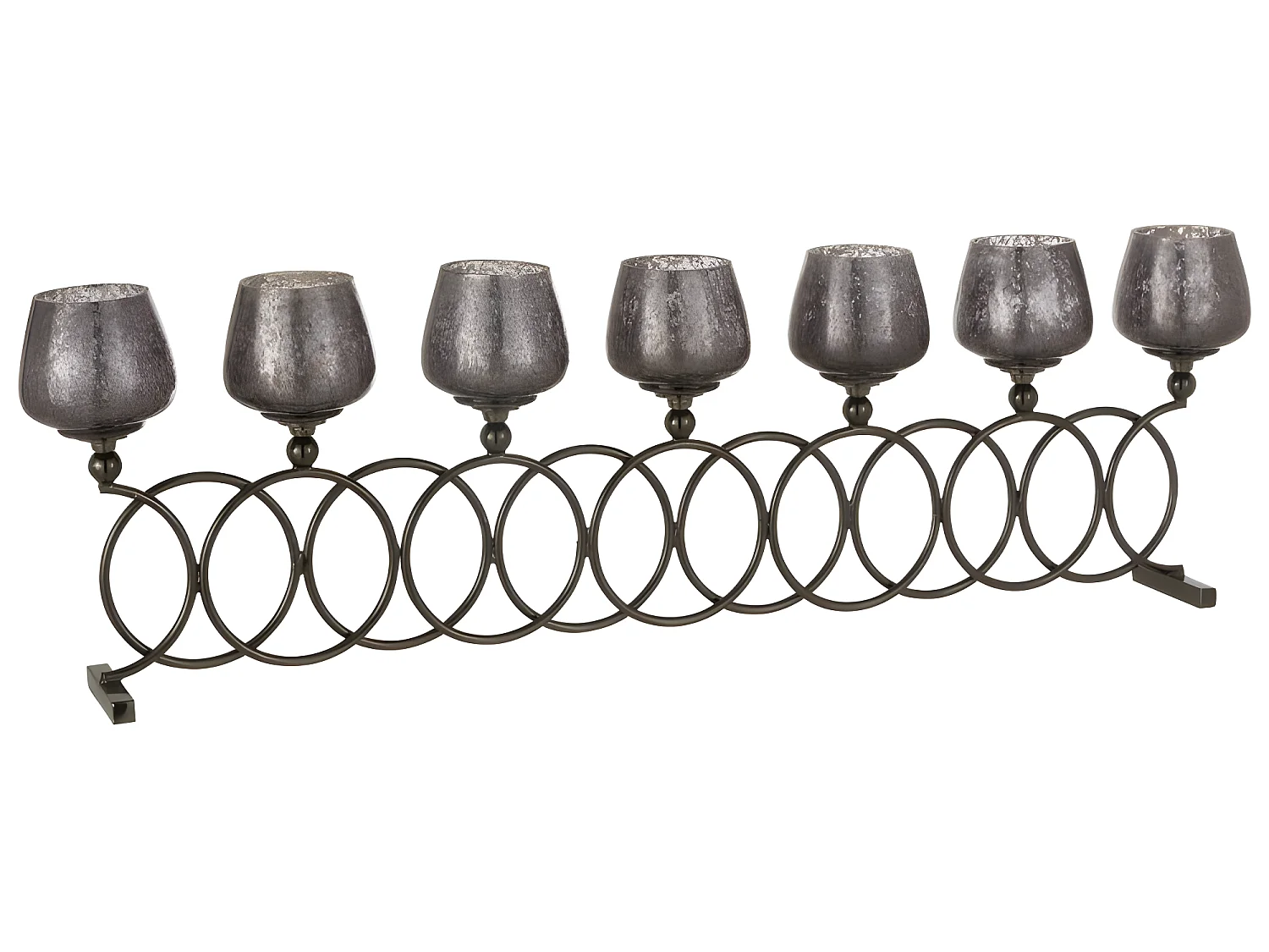 Portavelas con 7 compartimentos de aluminio gris de 72x9x22 cm