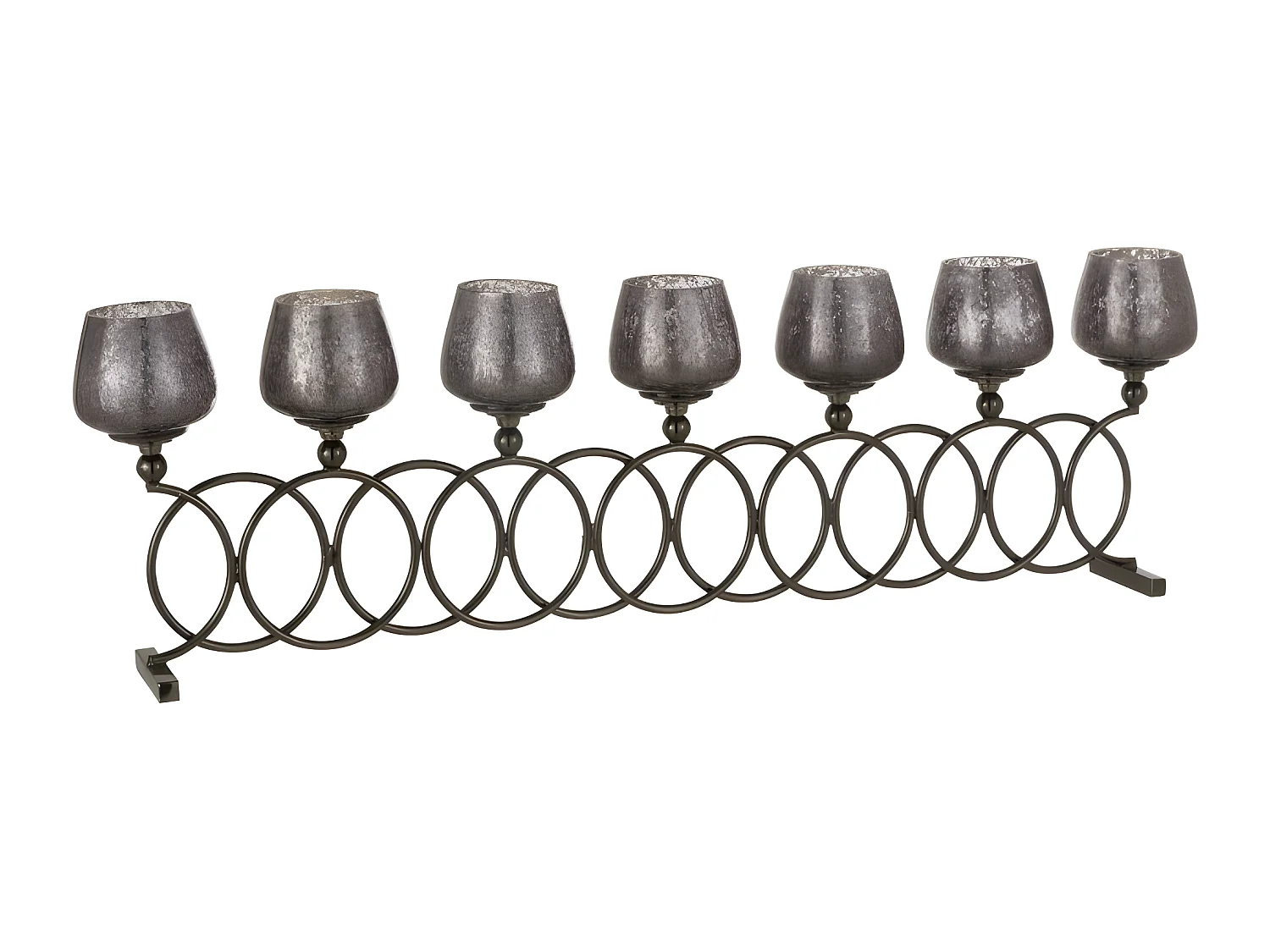 Lot de 8 Photophores avec Anneaux "Gilo" 72cm Gris