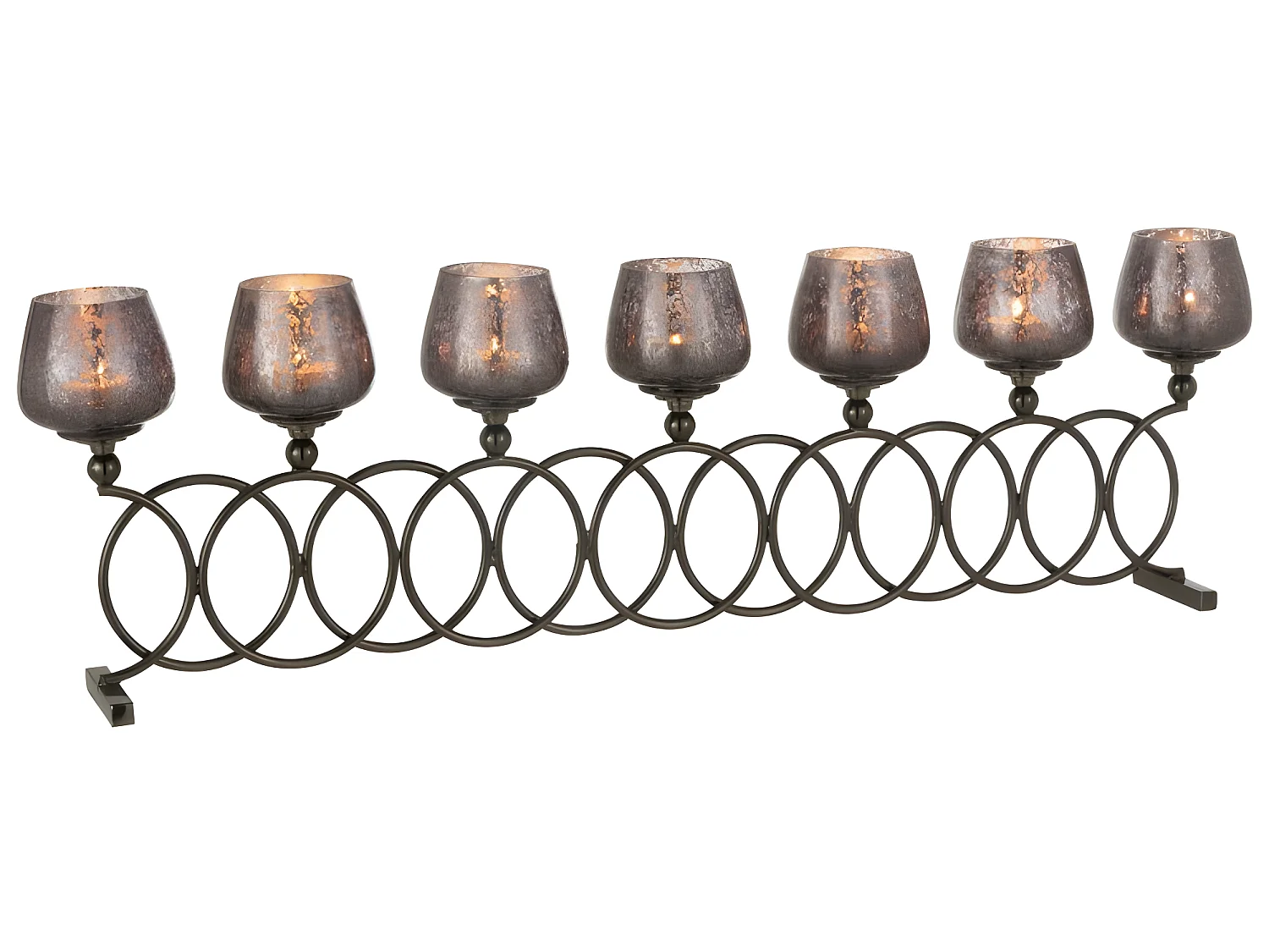 Lot de 8 Photophores avec Anneaux "Gilo" 72cm Gris