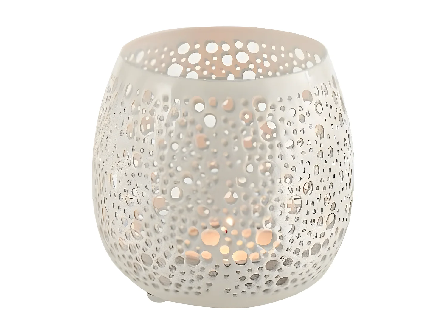 Photophore Design en Métal "Perforé" 12cm Blanc