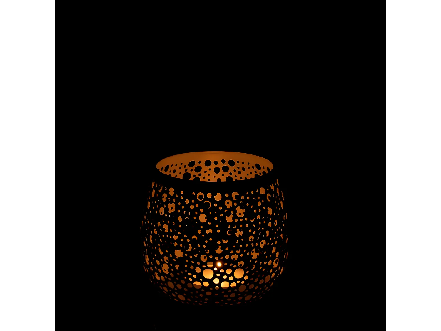 Photophore Design en Métal "Perforé" 12cm Blanc