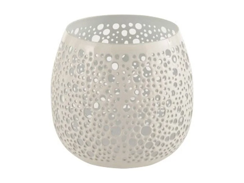 Photophore Design en Métal "Perforé" 12cm Blanc