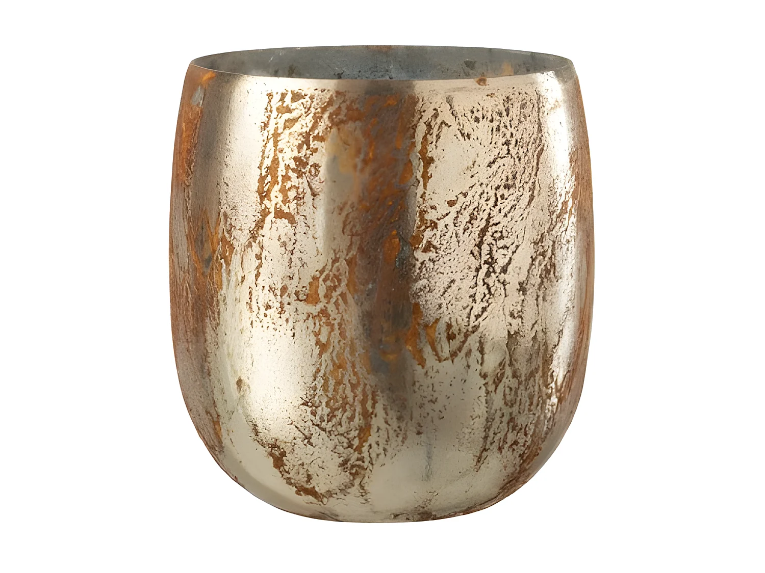 Photophore en Verre "Vintage" 16cm Marron & Or