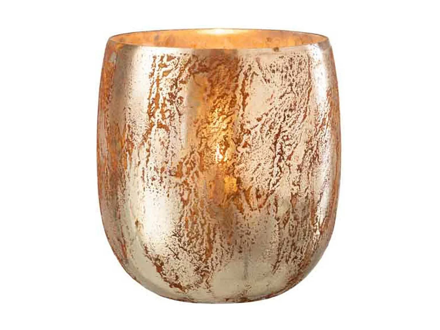 Photophore en Verre "Vintage" 16cm Marron & Or