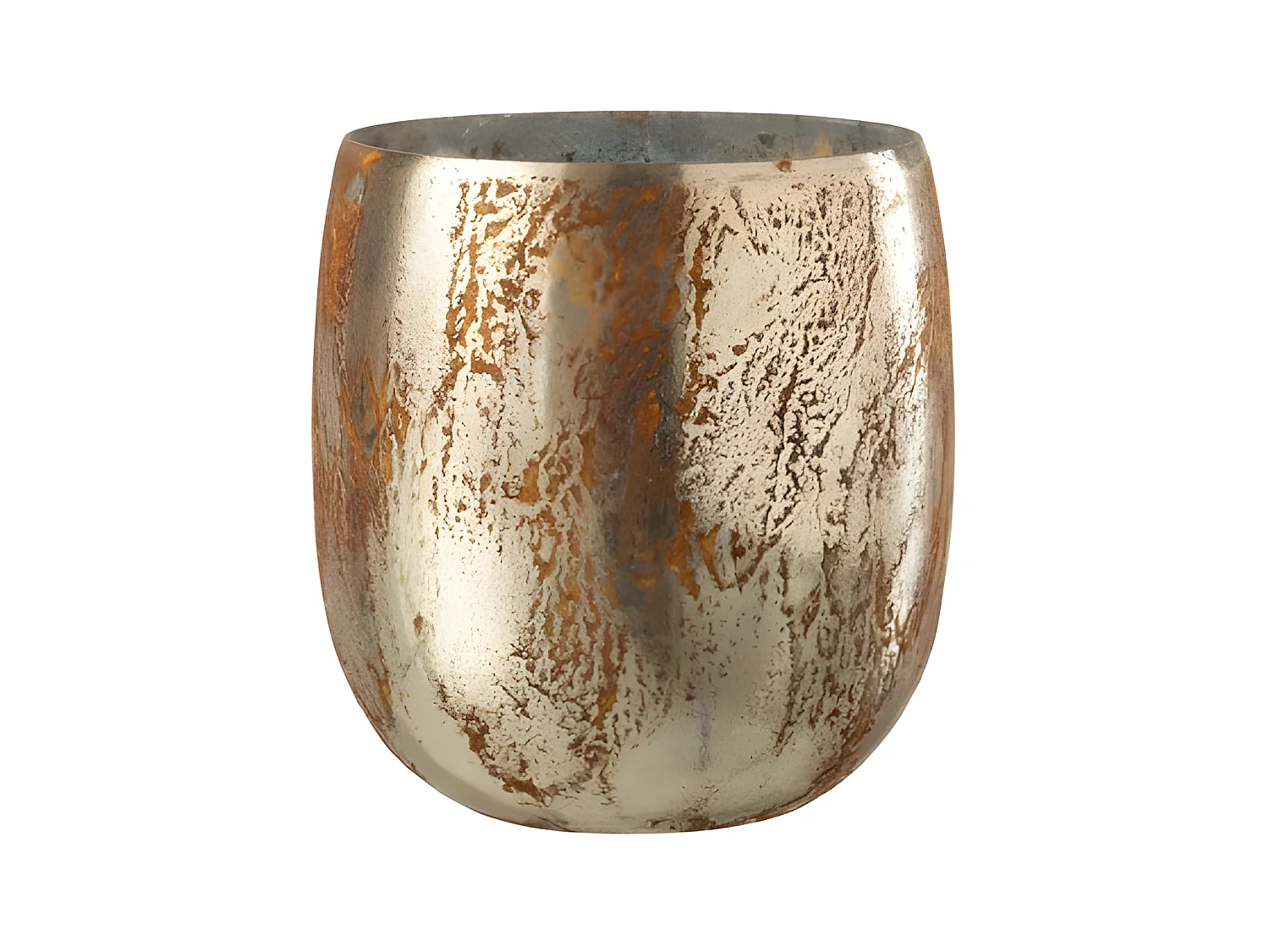 Photophore en Verre "Vintage" 16cm Marron & Or