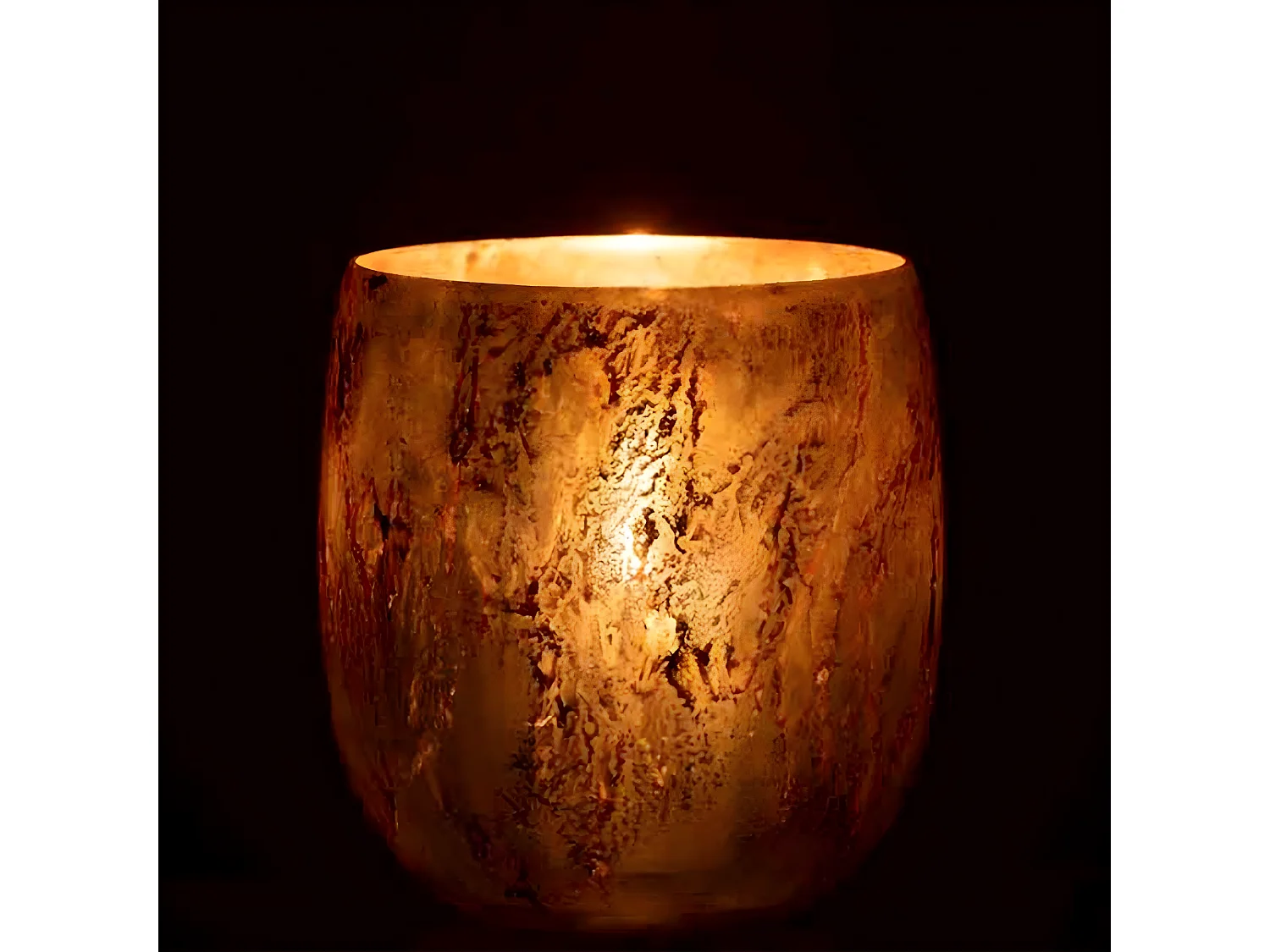 Photophore en Verre "Vintage" 16cm Marron & Or