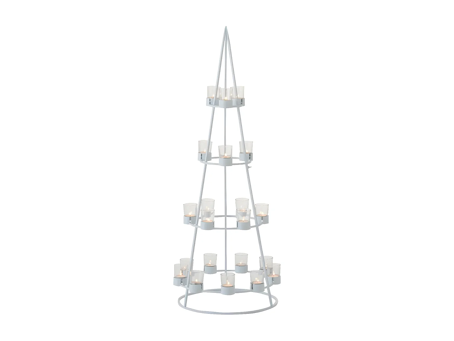 Arbre Déco en Métal "21 Photophores" 110cm Blanc