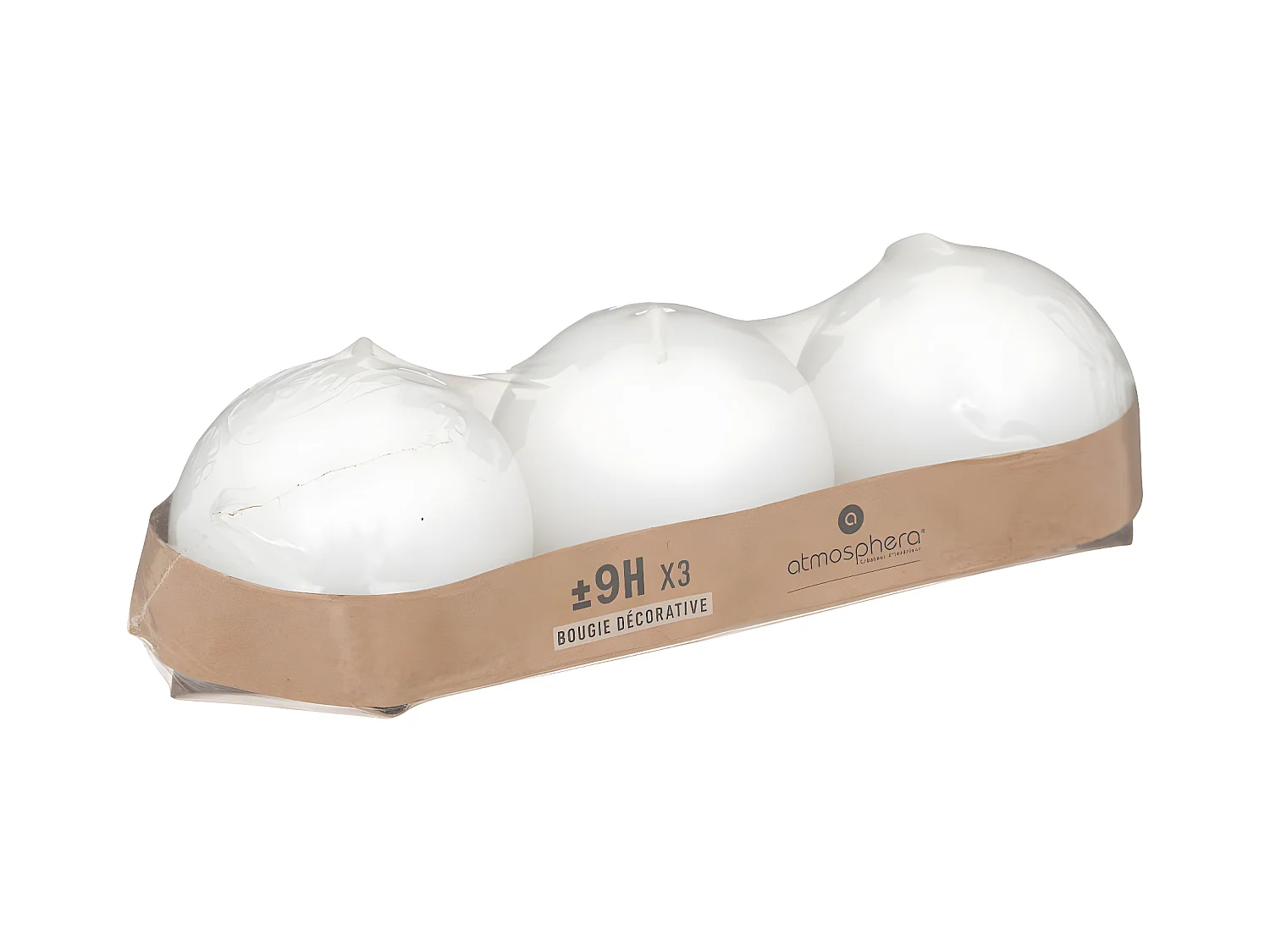 Lot de 3 Bougies Boules "Many" 6cm Blanc
