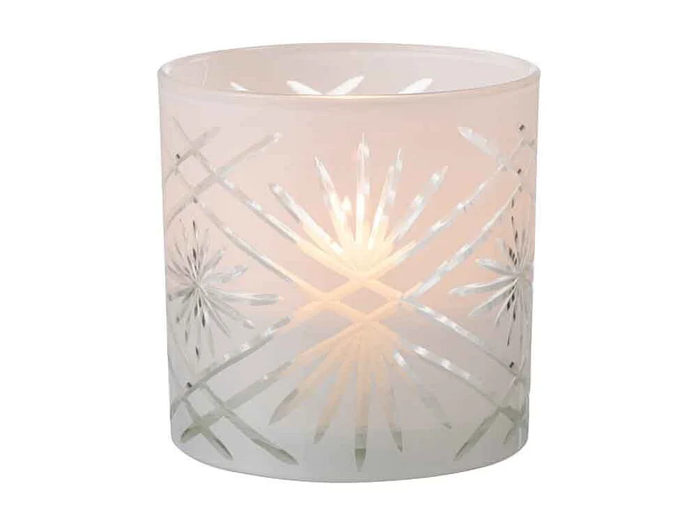 Portacandela in vetro bianco 15x15x15 cm