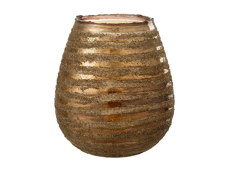 Photophore Design "Safari Lignes" 23cm Marron