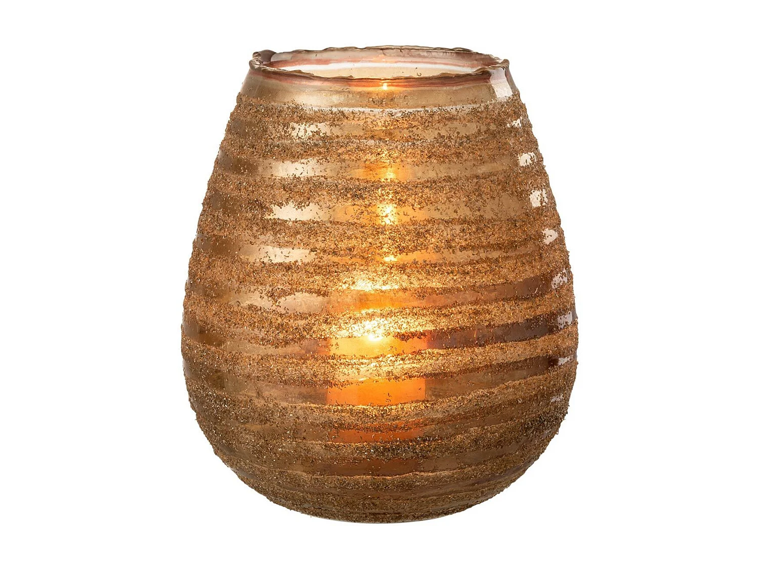 Photophore Design "Safari Lignes" 23cm Marron