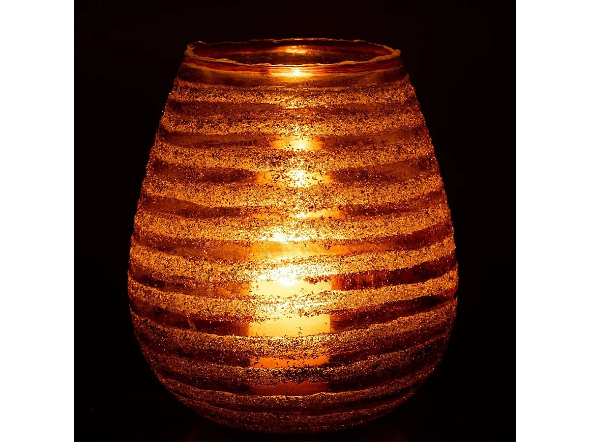 Photophore Design "Safari Lignes" 23cm Marron