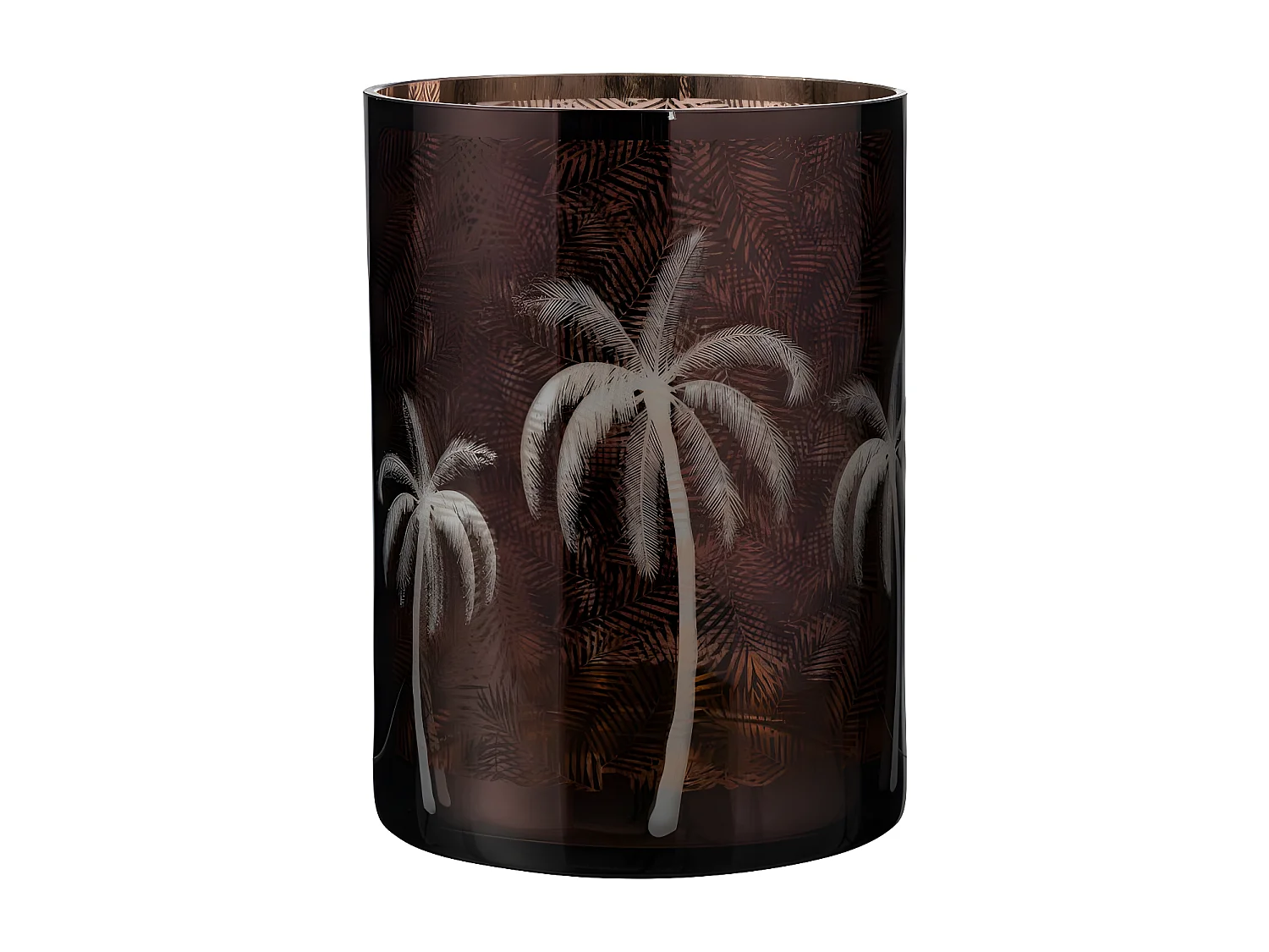 Photophore Design "Feuilles Palmier" 24cm Marron
