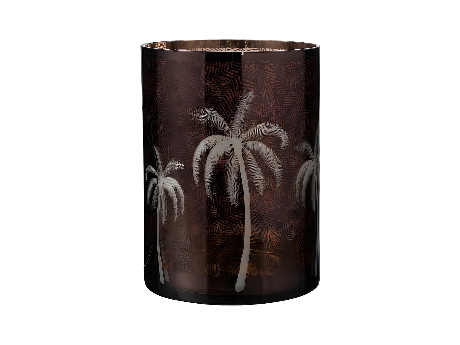 Photophore Design "Feuilles Palmier" 24cm Marron