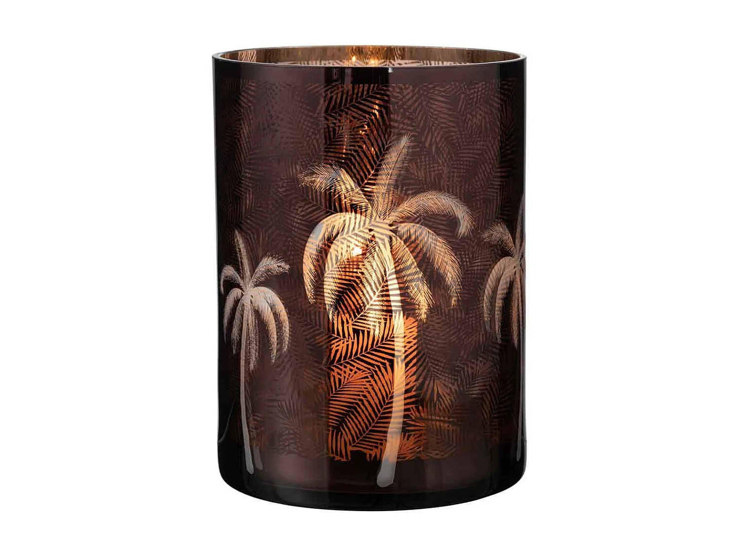 Portavelas de vidrio marrón 17.5x17.5x24 cm