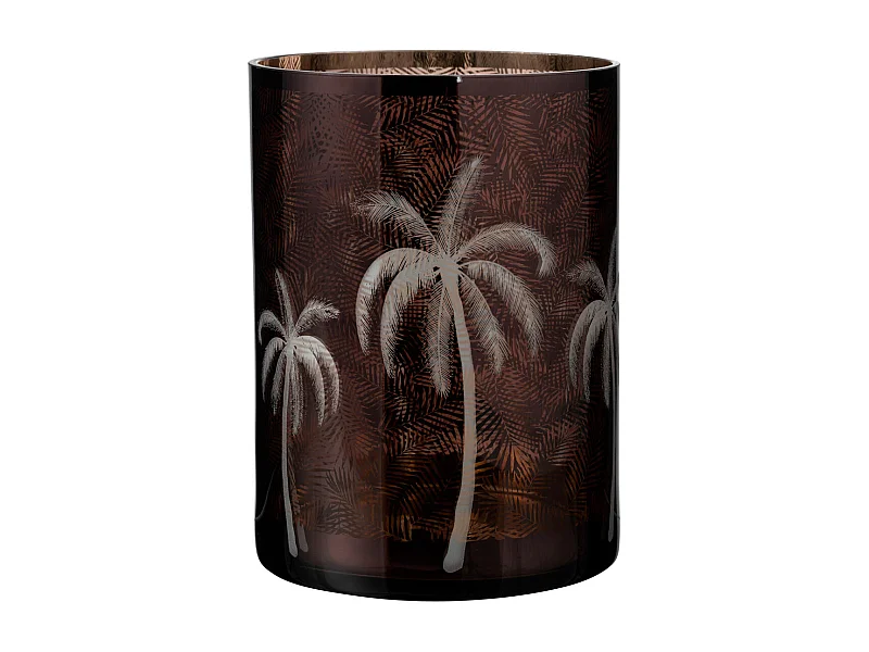 Portacandela in vetro marrone 17.5x17.5x24 cm