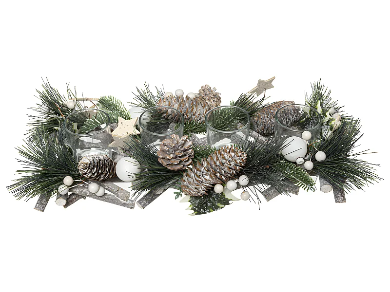 Centre de Table 4 Photophores "Cocon" 39cm Vert