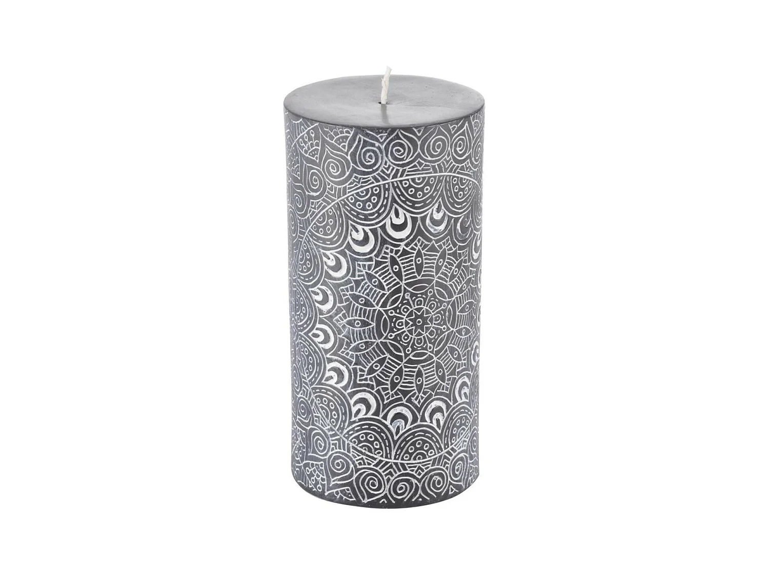 Bougie Pilier Mandala "Graphic Ethnic" 14cm Noir