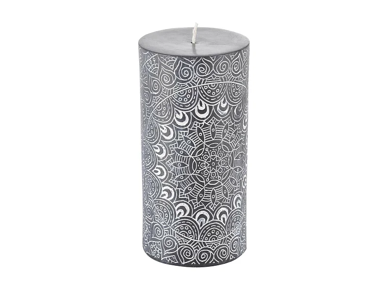 Bougie Pilier Mandala "Graphic Ethnic" 14cm Noir