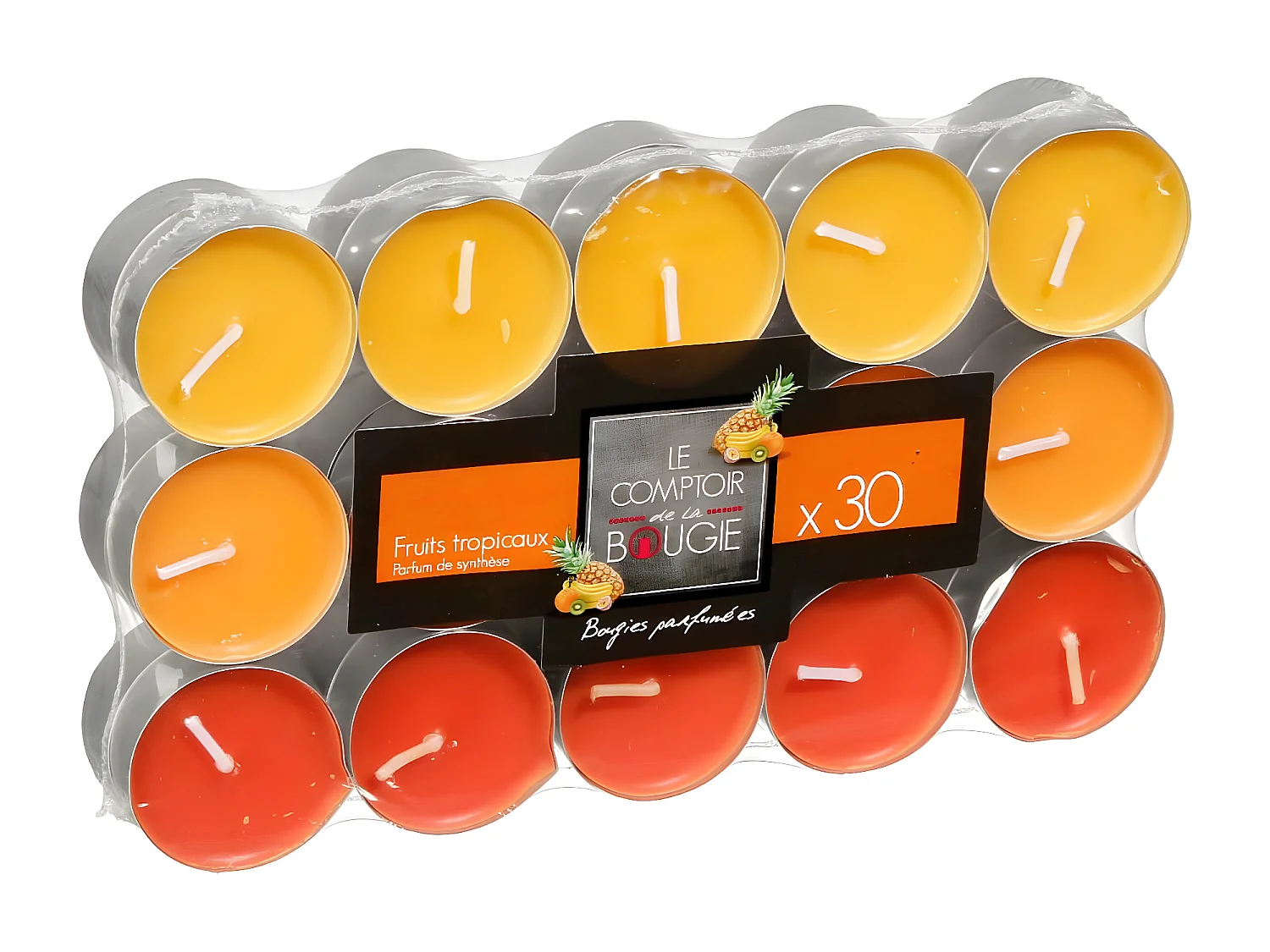 Lot de 30 Bougies Parfumées "Nina" 3,7cm Fruits Tropicaux