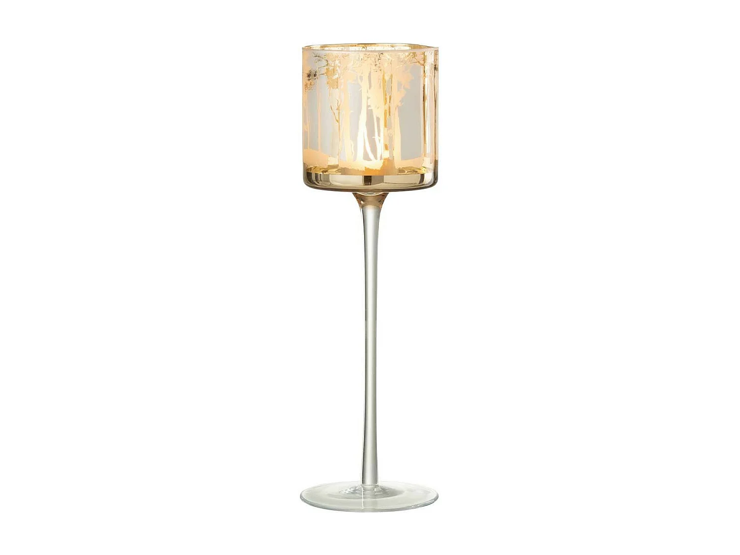 Lámpara de pie con motivo de árboles en vidrio dorado 9x9x30cm