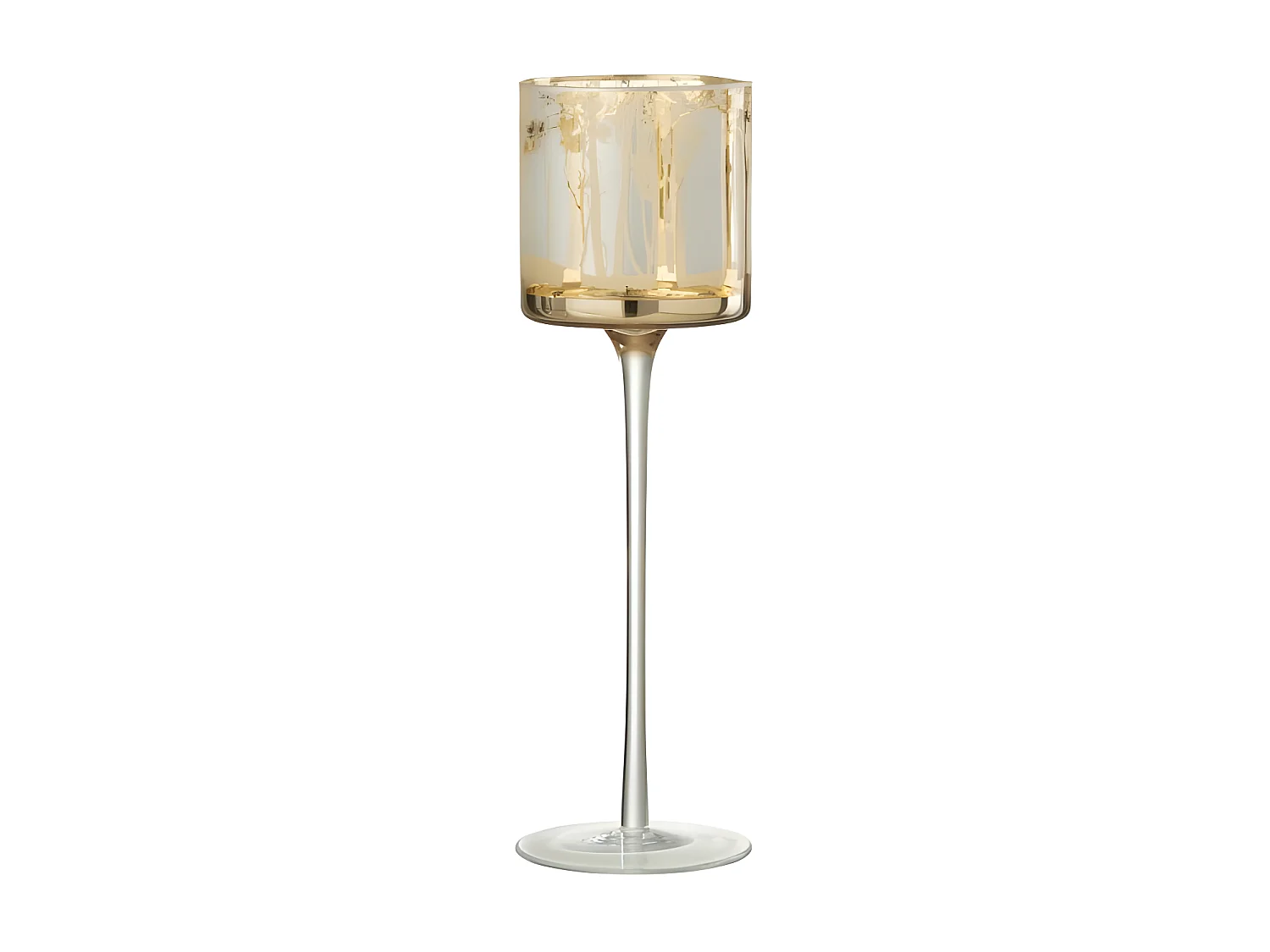 Lámpara de pie con motivo de árboles en vidrio dorado 9x9x30cm