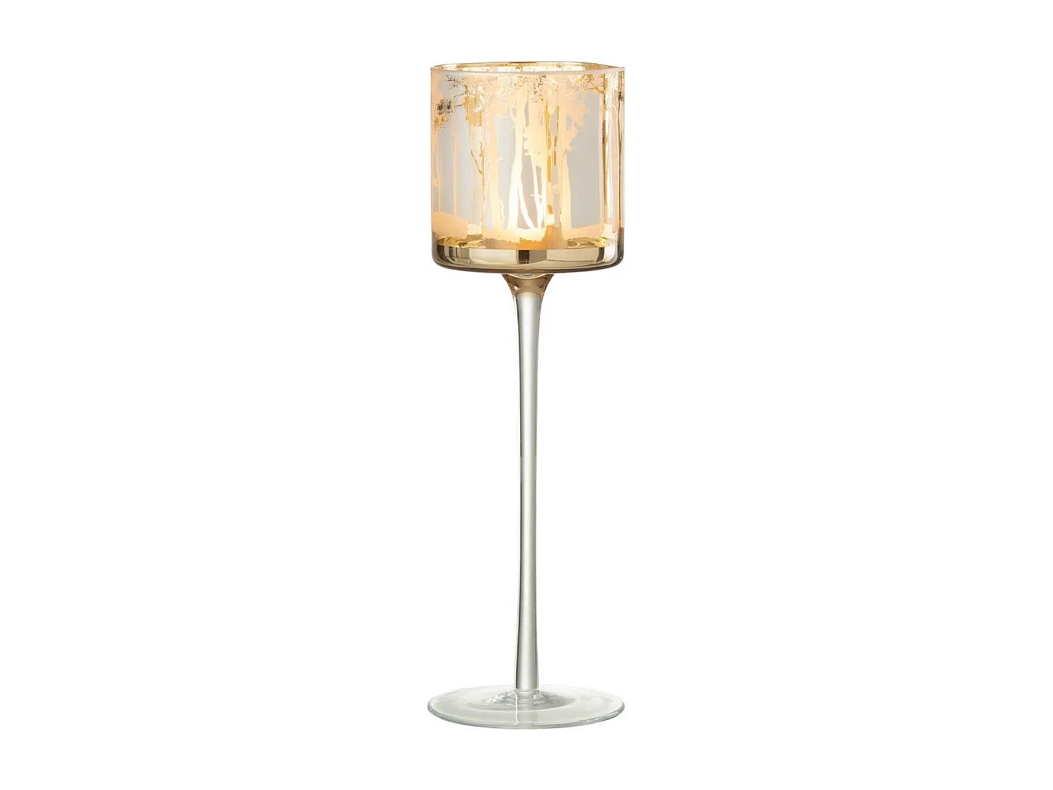 Lámpara de pie con motivo de árboles en vidrio dorado 9x9x30cm