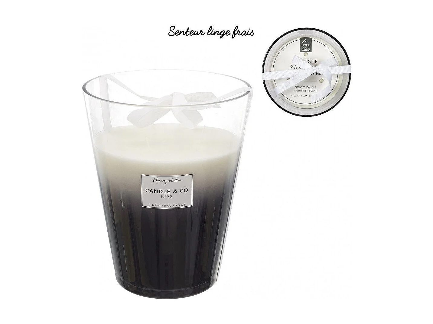 Bougie Parfumee Vase Noir Harmony H23cm Noir, Transparent